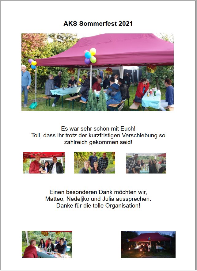 Danksagung für Summer Party at AKS 2021 